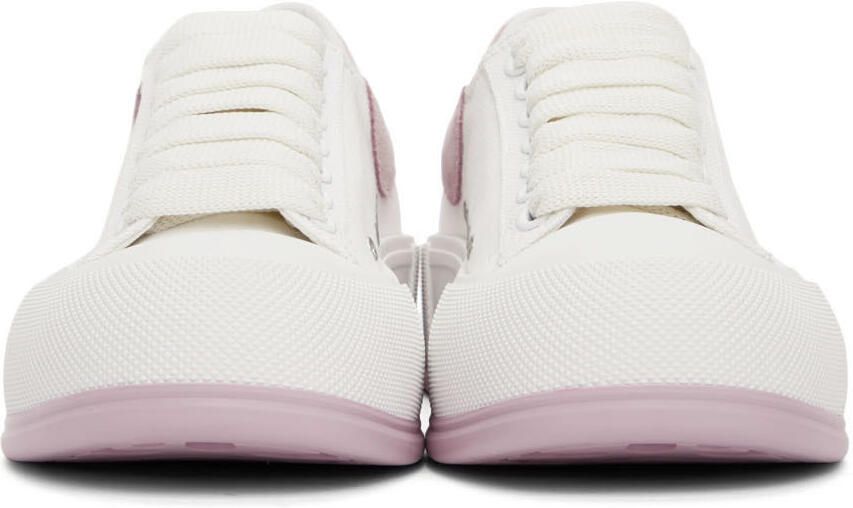 Alexander McQueen White & Purple Deck Lace Plimsoll Sneakers - Picture 3