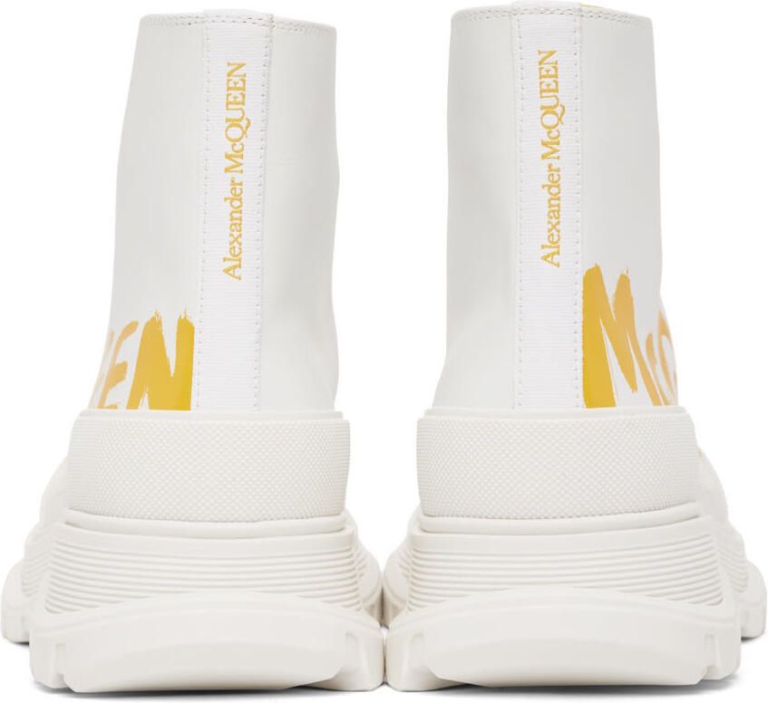 Alexander McQueen White Grafitti Tread Slick High-Top Sneakers