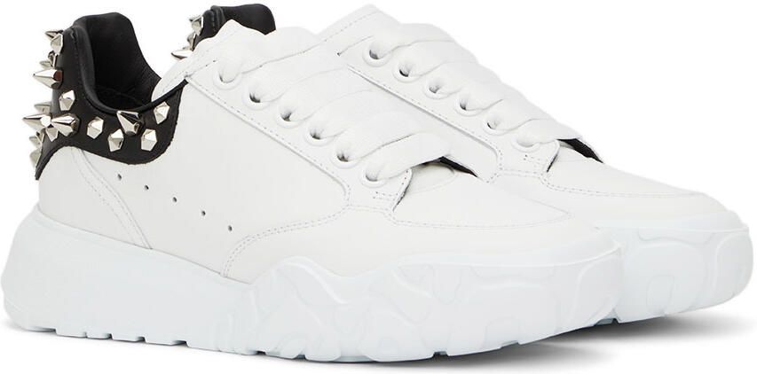 Alexander McQueen White Leather Court Sneakers - Picture 2