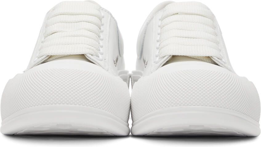Alexander McQueen White Leather Deck Plimsoll Sneakers - Picture 3