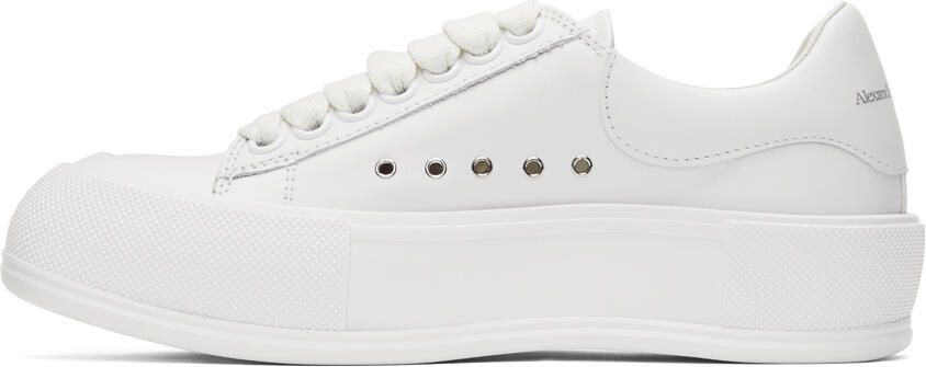 Alexander McQueen White Leather Deck Plimsoll Sneakers - Picture 4