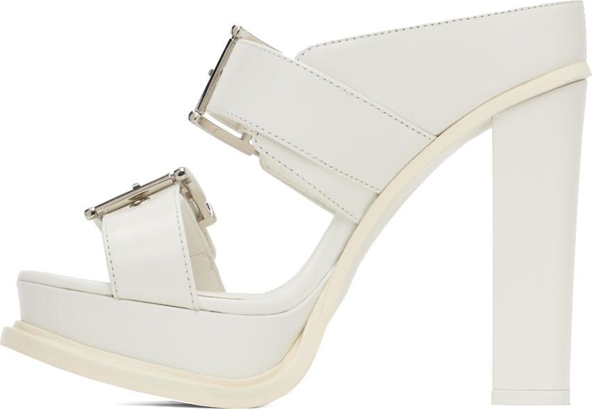 Alexander McQueen White Platform Buckle Heeled Sandals - Picture 3