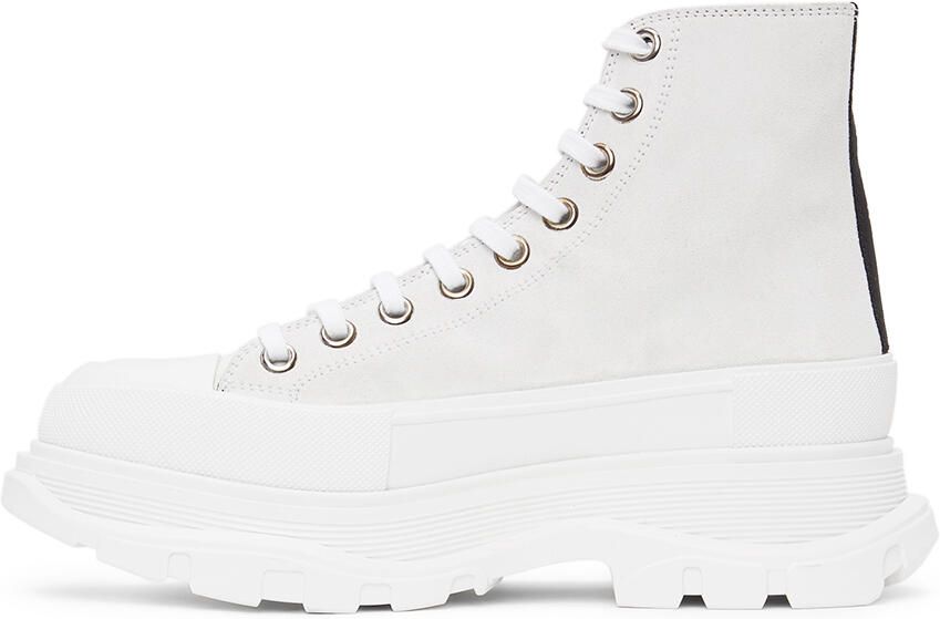 Alexander McQueen White Suede Tread Slick Sneakers - Picture 2