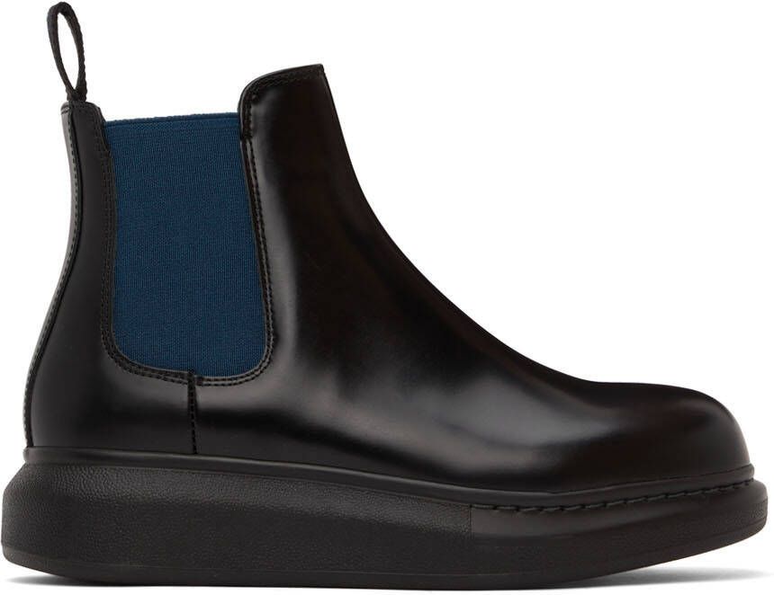 Alexander McQueen Black & Blue Hybrid Ankle Boots - Picture 5