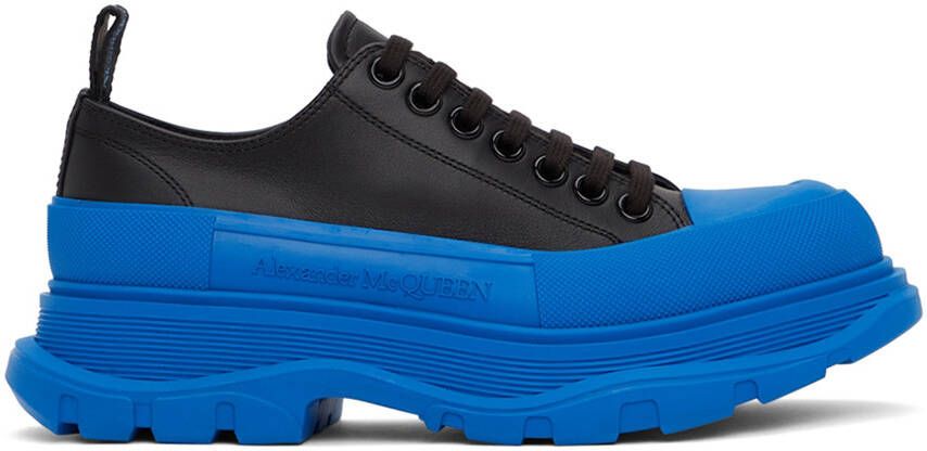 Alexander McQueen Black & Blue Tread Slick Low Sneakers - Picture 4