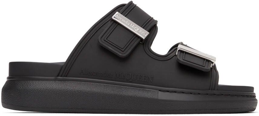 Alexander McQueen Black & Silver Rubber Hybrid Sandals
