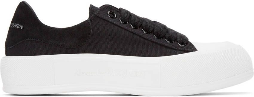 Alexander McQueen Black & White Deck Plimsoll Sneakers