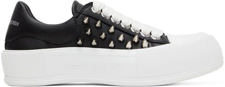 Alexander McQueen Black & White Deck Plimsoll Sneakers - Picture 5