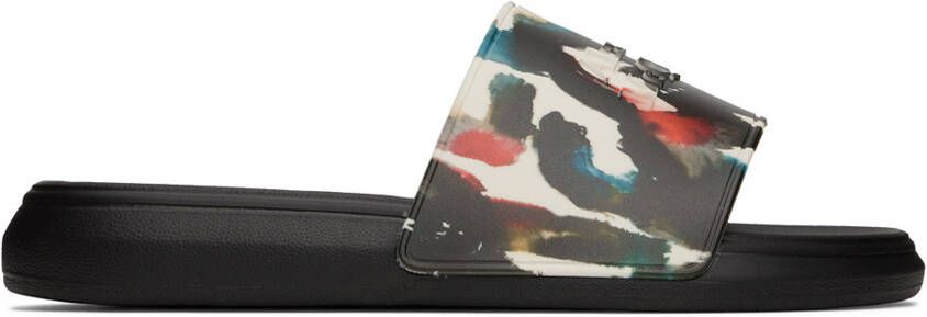 Alexander McQueen Black & White Graffiti Slides - Picture 5