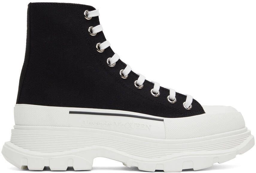Alexander McQueen Black & White High Tread Slick Sneakers - Picture 4