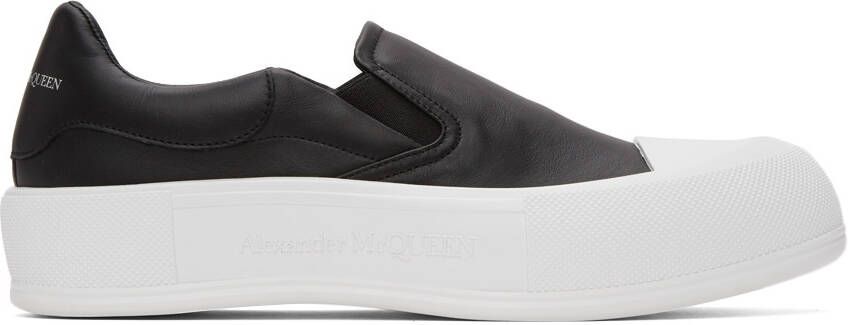 Alexander McQueen Black & White Plimsoll Slip-On Sneakers - Picture 4