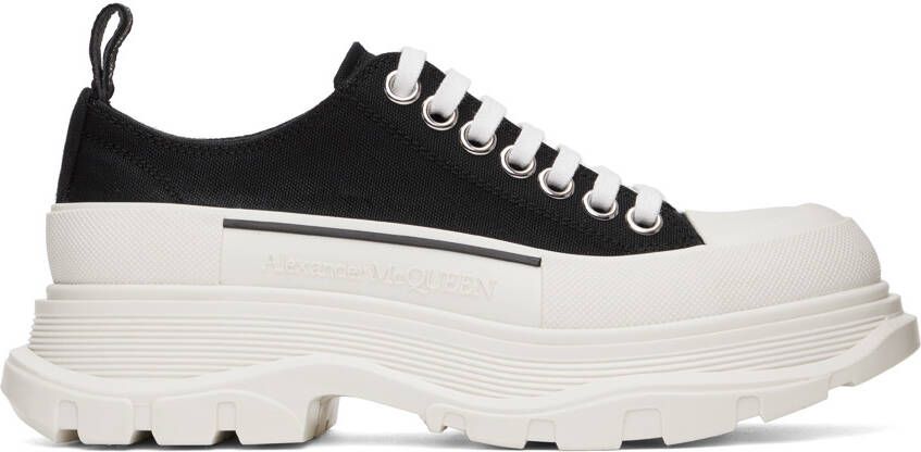 Alexander McQueen Black & White Slick Sneakers - Picture 5