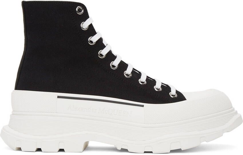 Alexander McQueen Black & White Tread Slick Hi Sneakers - Picture 5