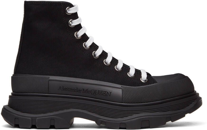 Alexander McQueen Black Canvas Tread Slick High Sneakers - Picture 5