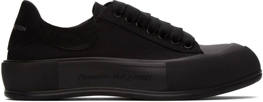 Alexander McQueen Black Deck Lace-Up Plimsoll Sneakers - Picture 4