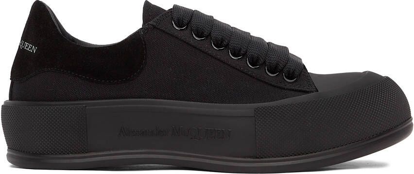 Alexander McQueen Black Deck Plimsoll Sneakers - Picture 3