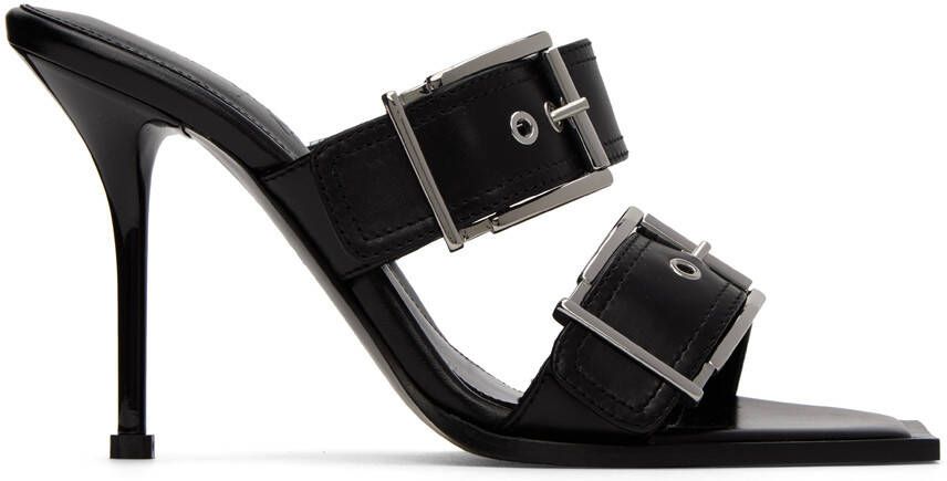Alexander McQueen Black Double Buckle Punk Heeled Sandals