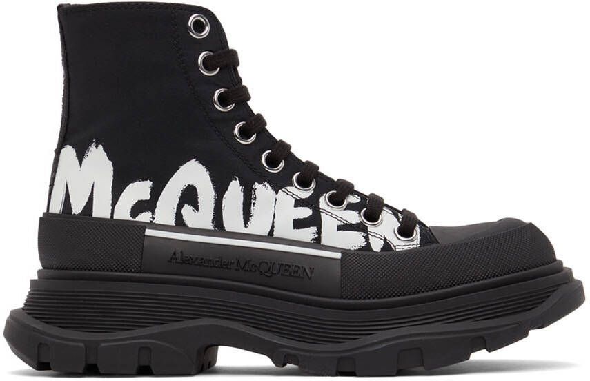Alexander McQueen Black Logo Tread Slick High Sneakers