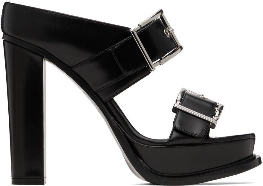 Alexander McQueen Black Platform Buckle Heeled Sandals - Picture 5