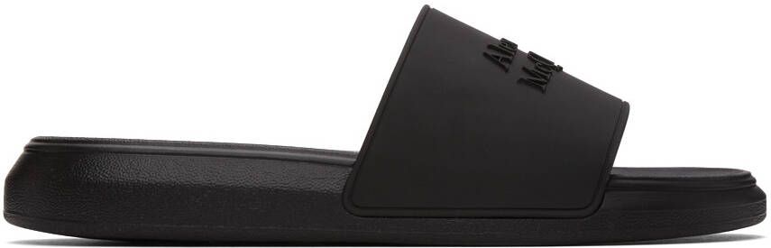 Alexander McQueen Black Pool Slides - Picture 5