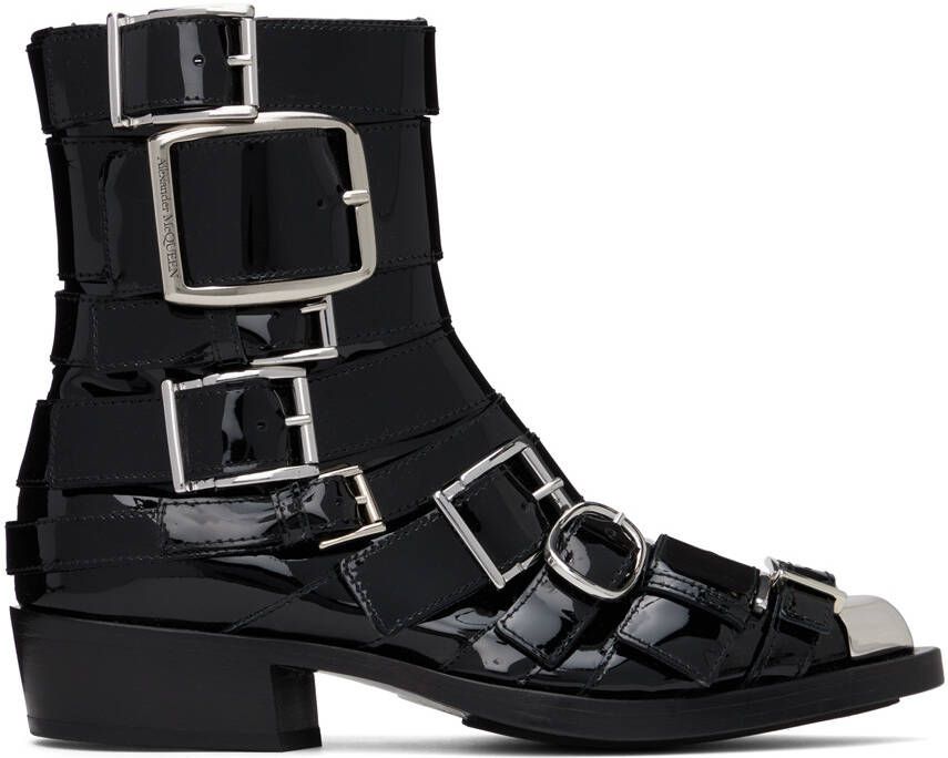 Alexander McQueen Black Punk Buckle Boot - Picture 5