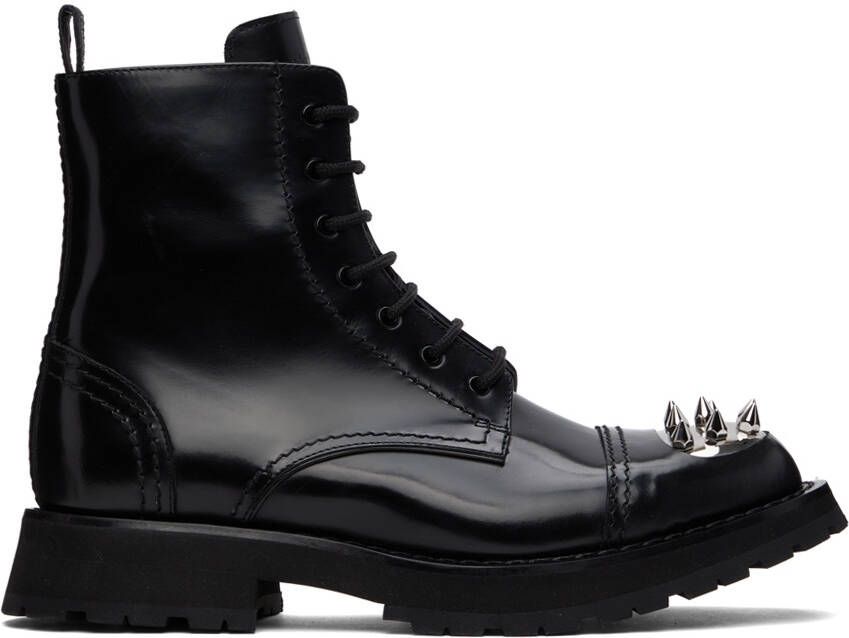 Alexander McQueen Black Punk Stud Lace-Up Boots - Picture 5