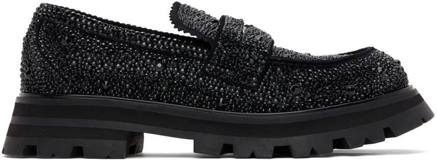 Alexander McQueen Black Rhinestone Loafers - Picture 4