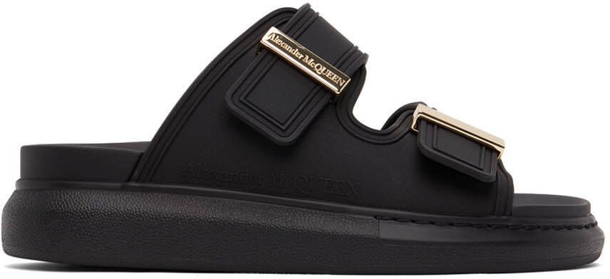 Alexander McQueen Black Rubber Hybrid Slides - Picture 5