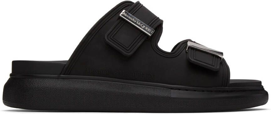 Alexander McQueen Black Rubber Hybrid Slides - Picture 2