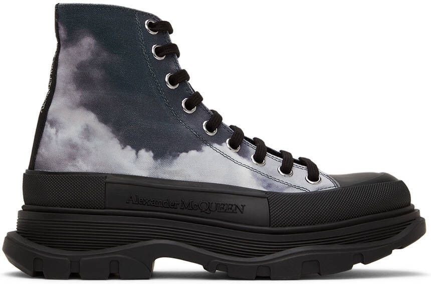 Alexander McQueen Black Sky Print Tread Slick Sneakers