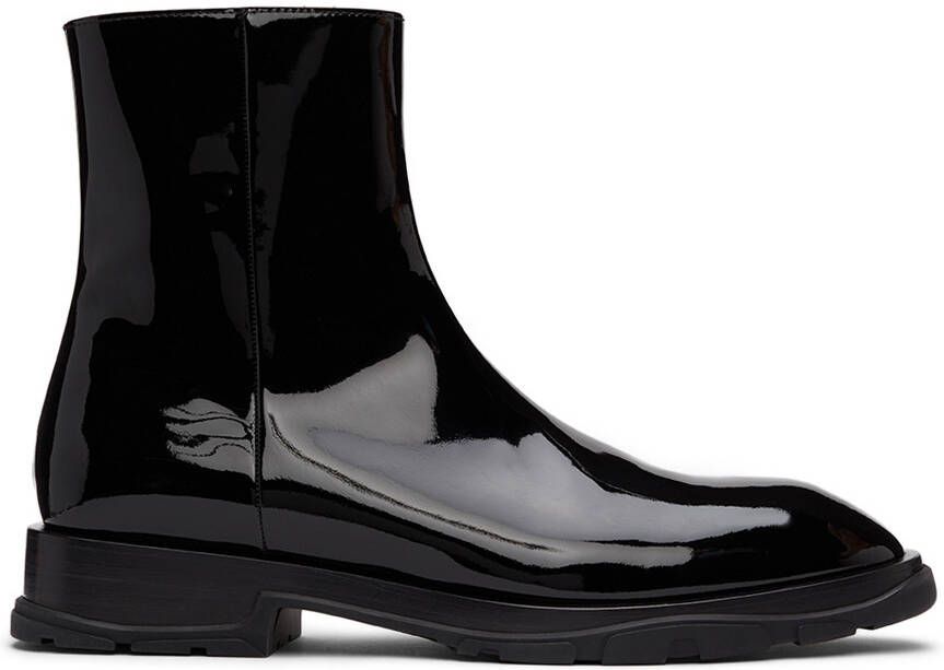 Alexander McQueen Black Slim Tread Boots - Picture 5