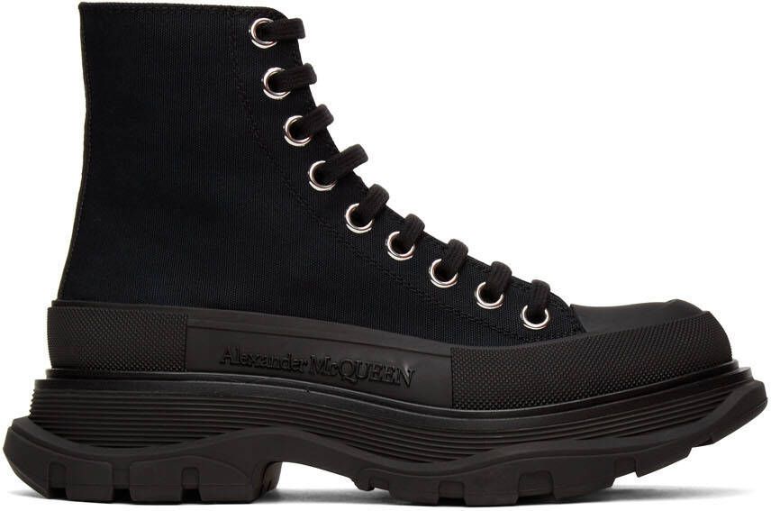 Alexander McQueen Black Tread Slick Platform High Sneakers - Picture 5