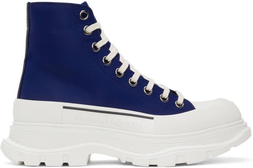 Alexander McQueen Blue Tread Slick High Sneakers - Picture 5