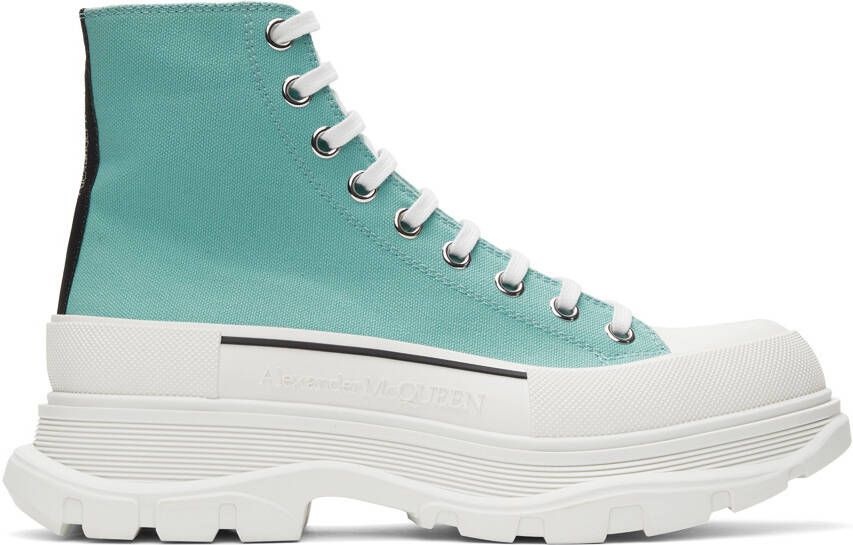 Alexander McQueen Blue Tread Slick High Sneakers - Picture 5