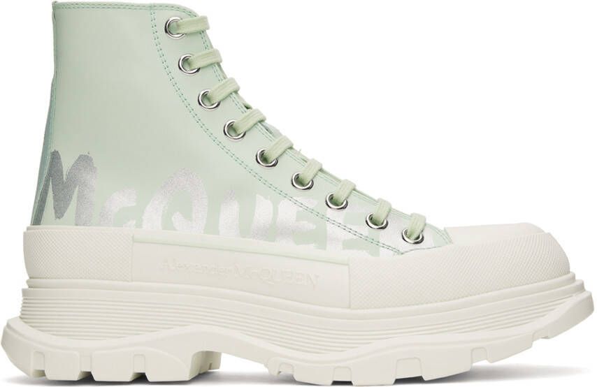Alexander McQueen Green Graffiti Tread Slick Sneakers