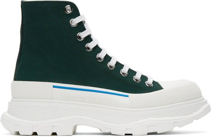 Alexander McQueen Green Tread Slick High Sneakers - Picture 5