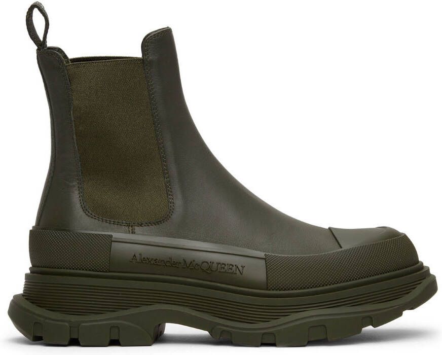 Alexander McQueen Khaki Tread Slick Chelsea Boots - Picture 4