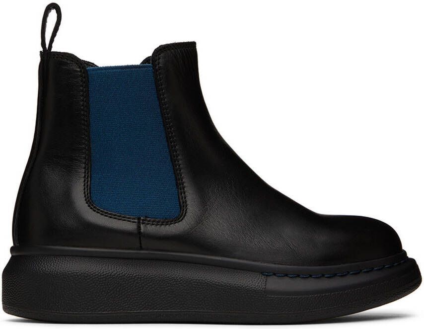 Alexander McQueen Kids Black & Navy Oversized Chelsea Boots - Picture 4