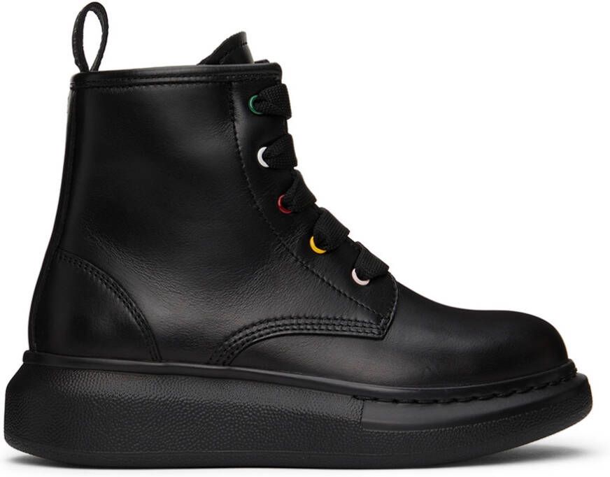 Alexander McQueen Kids Black Lace-Up Boots