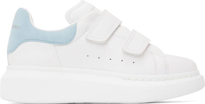 Alexander McQueen Kids White & Blue Oversized Velcro Sneakers - Picture 5