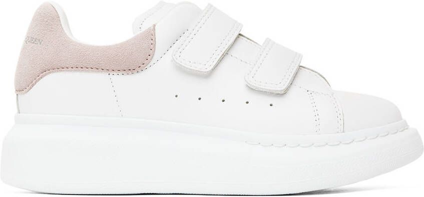 Alexander McQueen Kids White & Pink Oversized Velcro Sneakers - Picture 5