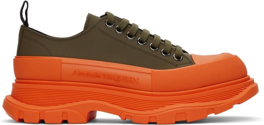 Alexander McQueen SSENSE Exclusive Green & Orange Tread Slick Low Sneakers - Picture 5