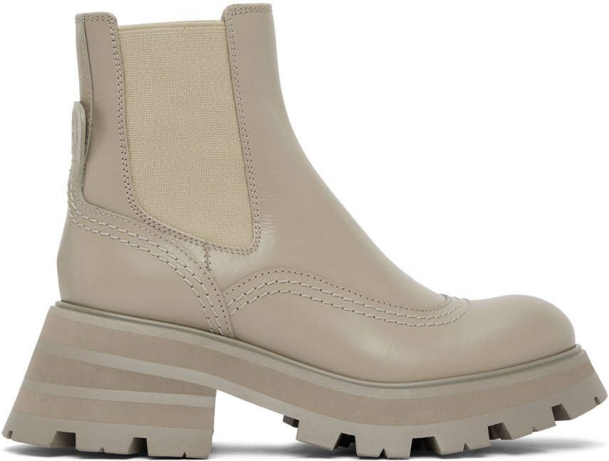 Alexander McQueen Taupe Leather Ankle Boots - Picture 4