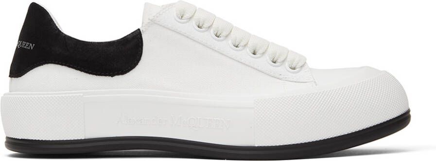 Alexander McQueen White & Black Deck Plimsoll Sneakers - Picture 5