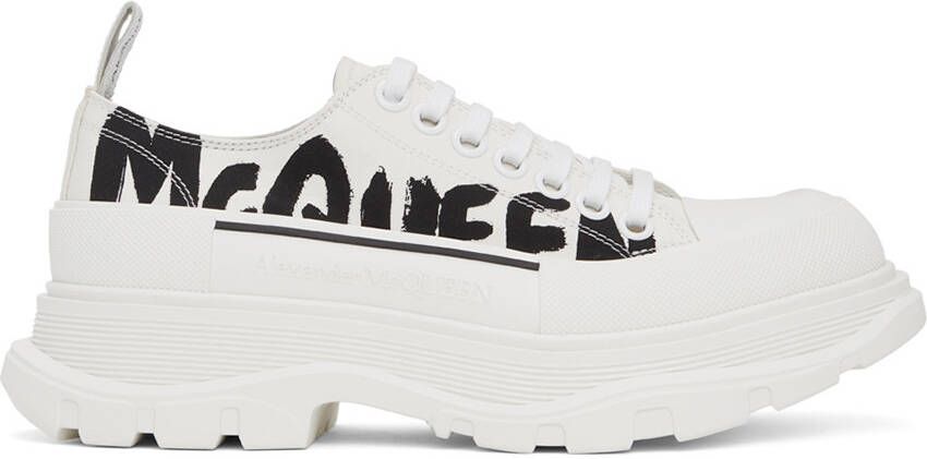 Alexander McQueen White & Black Tread Slick Graffiti Sneakers - Picture 5