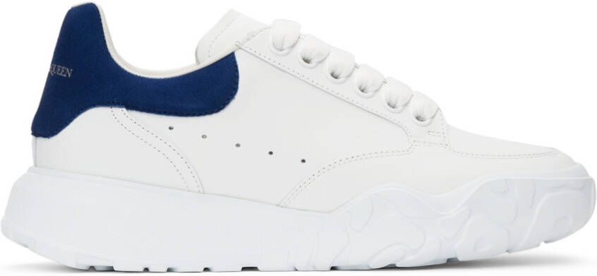 Alexander McQueen White & Blue New Court Sneakers - Picture 5