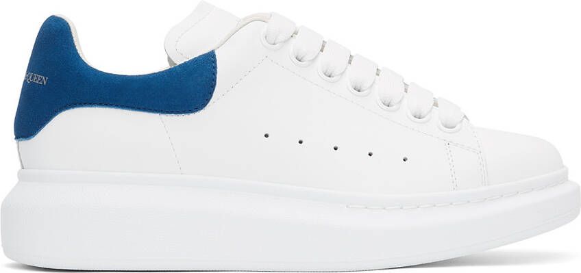Alexander McQueen White & Blue Oversized Sneakers - Picture 5