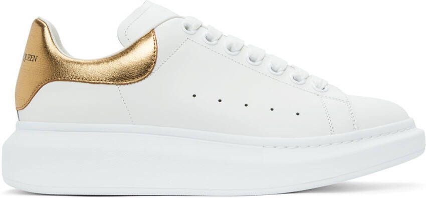 Alexander McQueen White & Gold Oversized Sneakers - Picture 5
