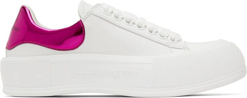 Alexander McQueen White & Pink Oversized Sneakers - Picture 5
