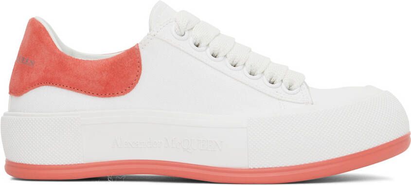Alexander McQueen White & Pink Plimsoll Sneakers - Picture 5